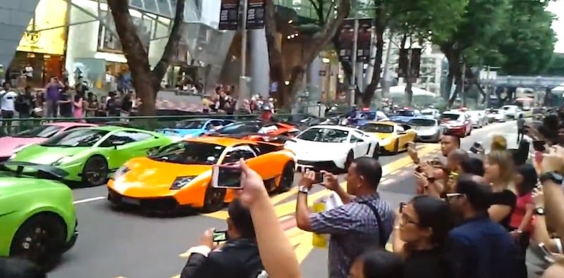 【動画】シンガポールでランボルギーニの大渋滞が発生！