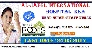 STAFF NURSE VACANCY AL-JAFEL INTERNATIONAL HOSPITAL, KSA - NORKAROOTS