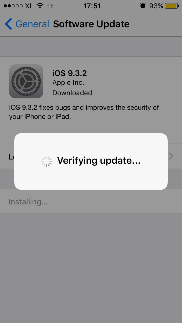 Updated successfully. Iphone 13 verifying update.