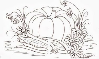 desenho de milho com abobora e margaridas para pintar