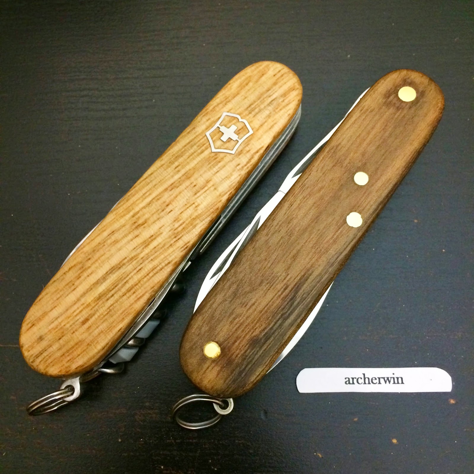 archerwin's Swiss Army Knives WOOD SCALES Victorinox Hiker with