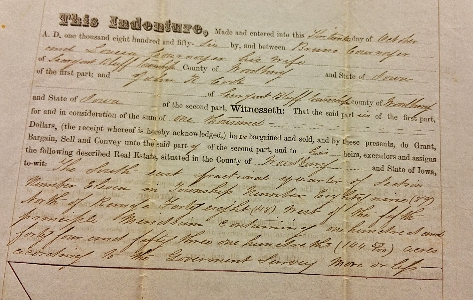 History and Culture by Bicycle Dr. John K. Cook Collection Land Deed