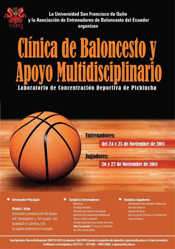 Clínica de Baloncesto para entrenadores y jugadores del 24 al 27 de  noviembre - Noticias USFQ