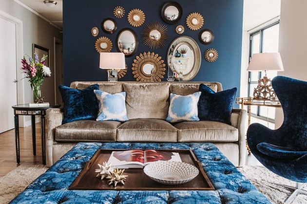 Warna biru untuk bagian interior hunian