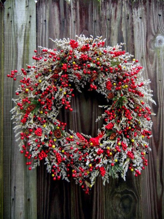 simple red and white berries Christmas wreath