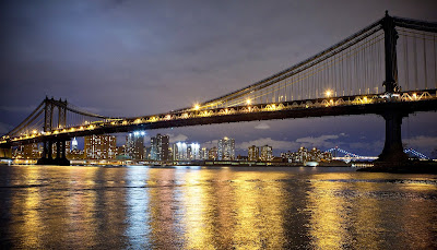 Brooklyn, New York, Bridge, Chinatown, Manhattan Bridge, Con Edison, Superstorm Sandy, US Construction, Transport, Lights, Night, Water, Building, America, 