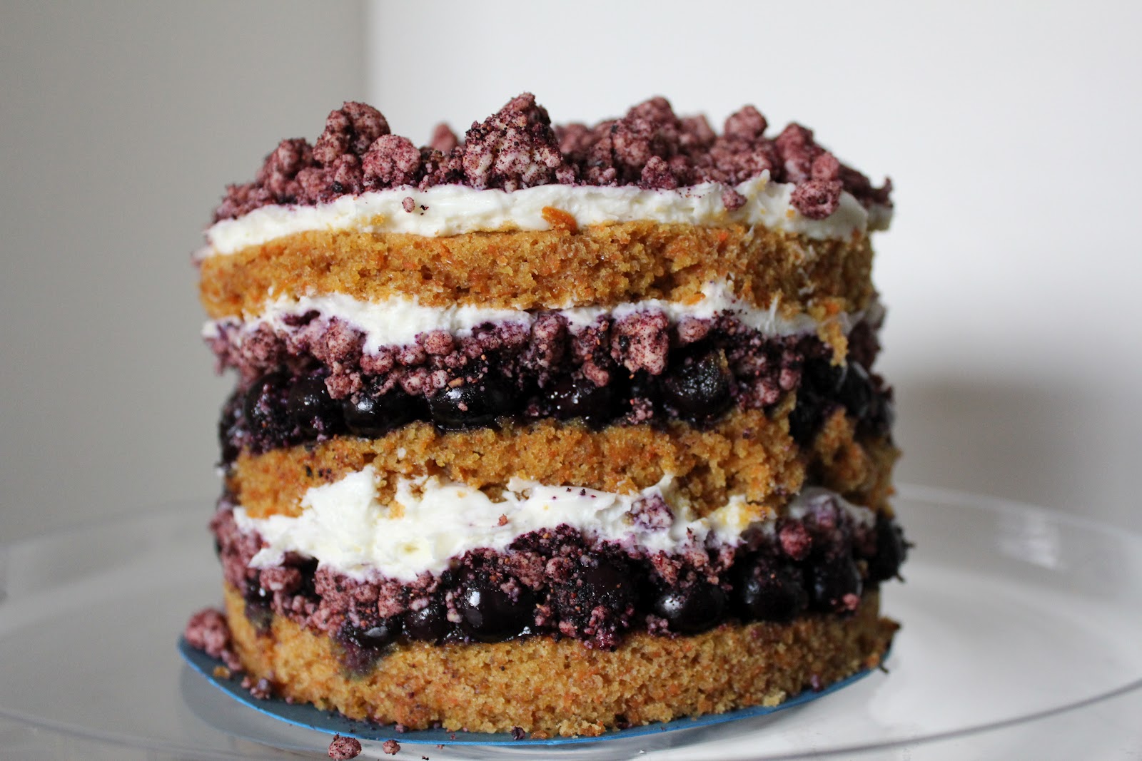 raspberry eggplant Matt's Birthday Cake (Carrot Cake with Blueberry