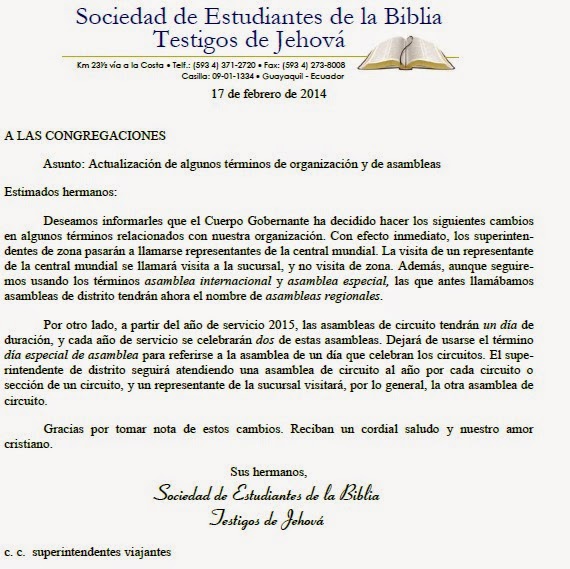 CARTAS JW Asambleas.