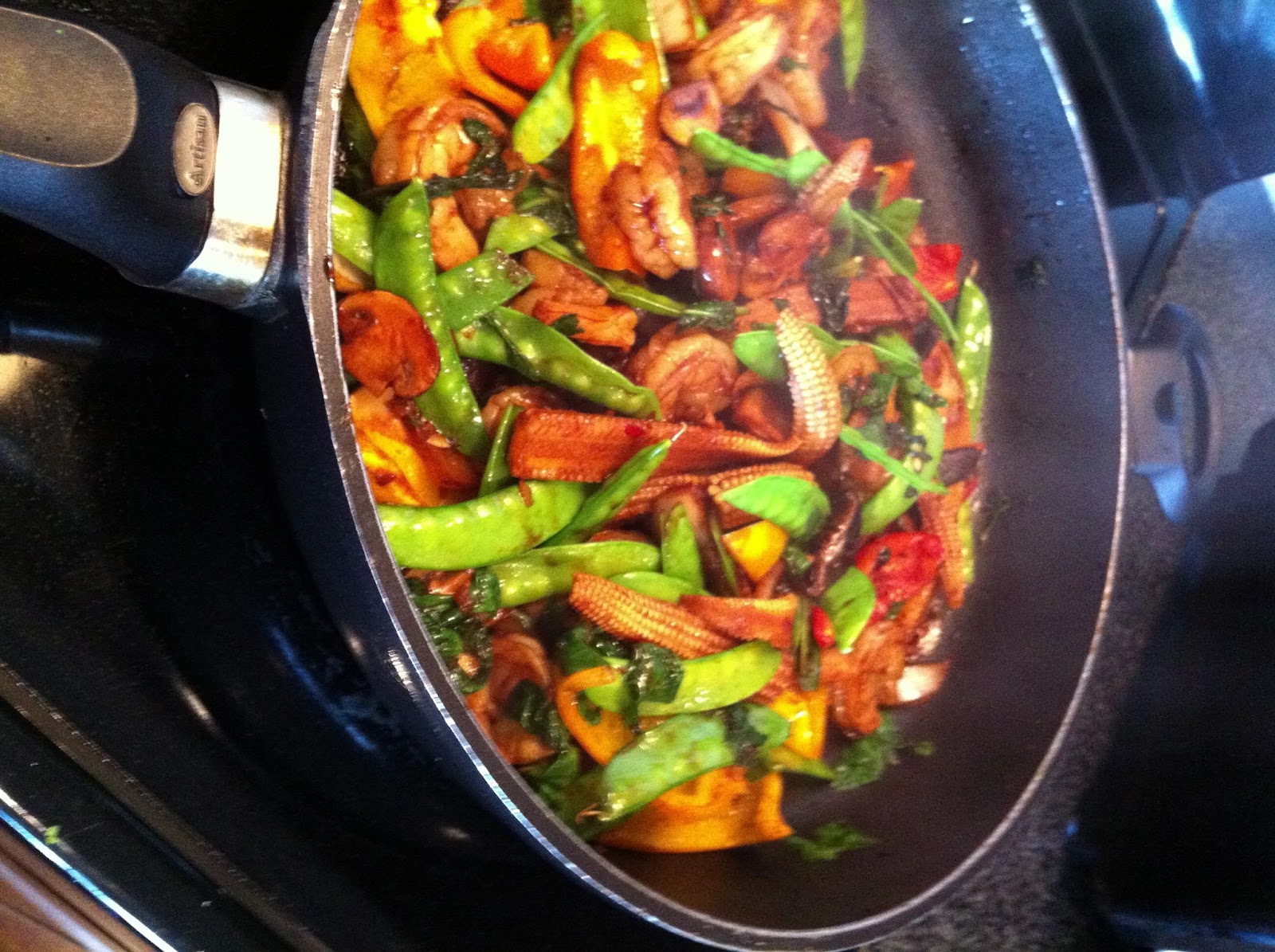 Recipes from 4EveryKitchen Shrimp Stir Fry with Snow Peas, Mushrooms, Sweet Peppers & Baby Corn