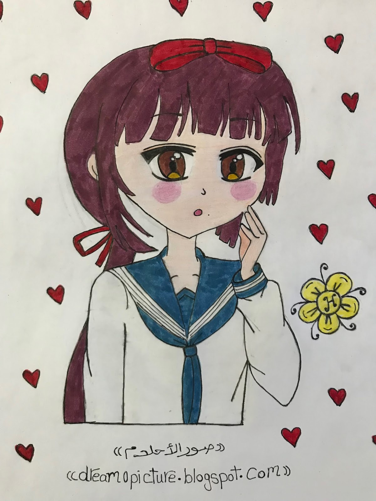 صور رسم بنت انمى جميله 2018 عالم الكتب