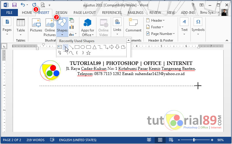 Cara membuat kop surat di Microsoft word Cara membuat kop surat di Microsoft word