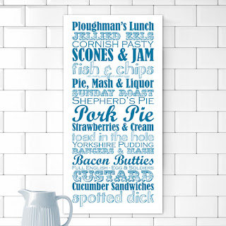 'Great British Dishes' bespoke canvas - £32.95, available in any colour