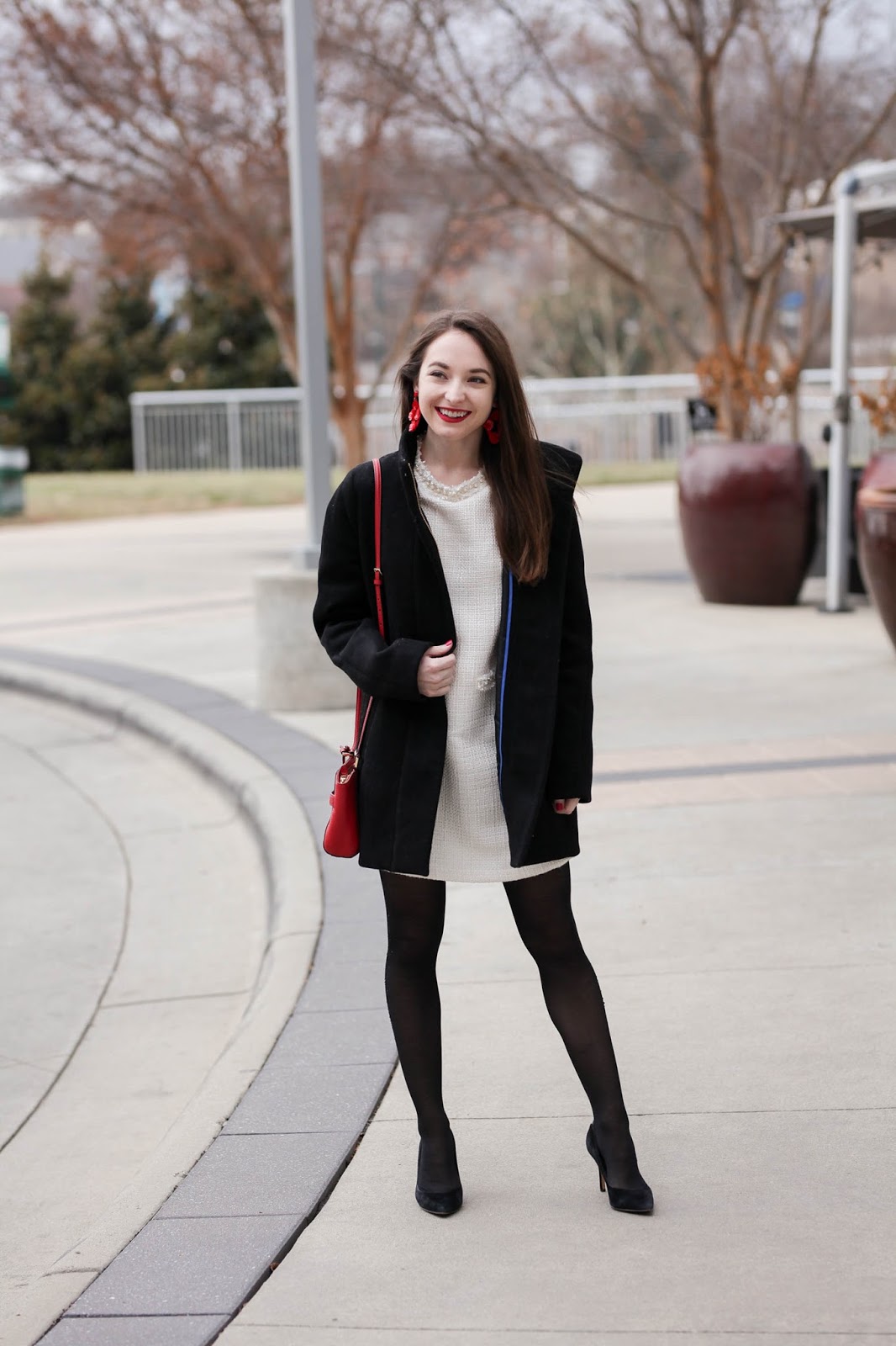 tweed dress with shirt