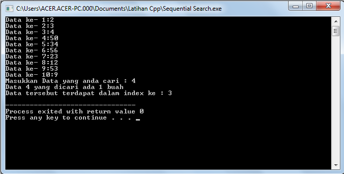 Tutorial Program Sequential Search dengan Bahasa C