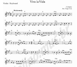 Partitura Viva la Vida Violino - Partitura com cifra