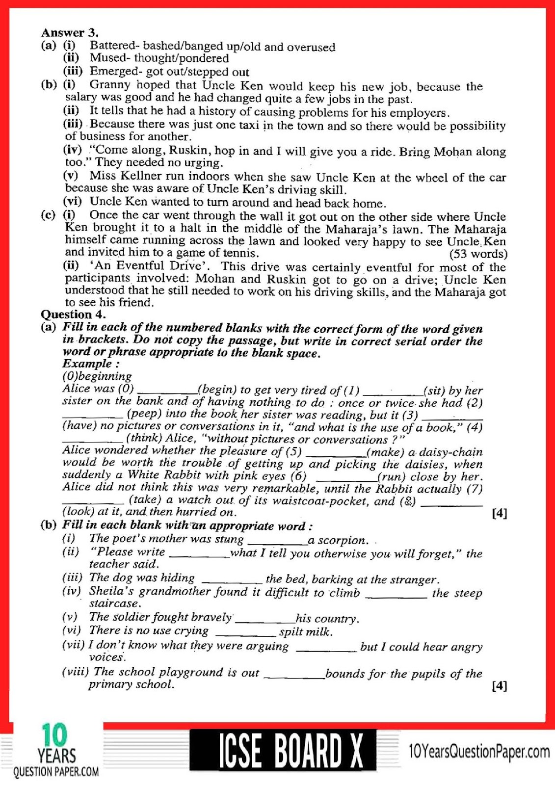 2018 English Language Class 10 ICSE board Question Paper ICSE English Language Solved Question Paper 2018