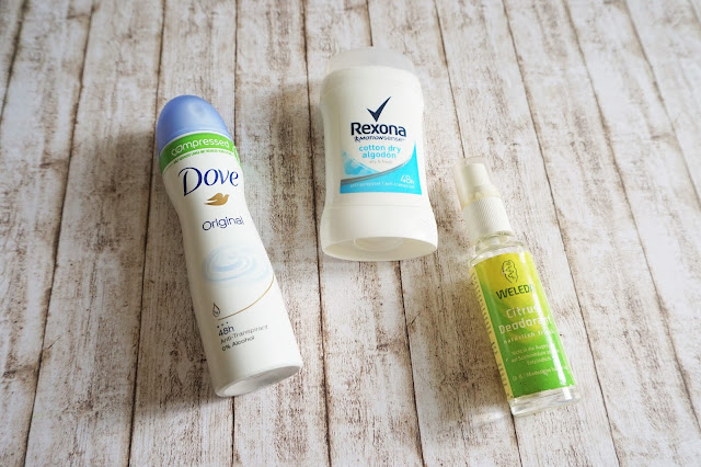 Dove - Original Deo, Rexona - cotton dry Deo, Weleda - Citrus Deodorant