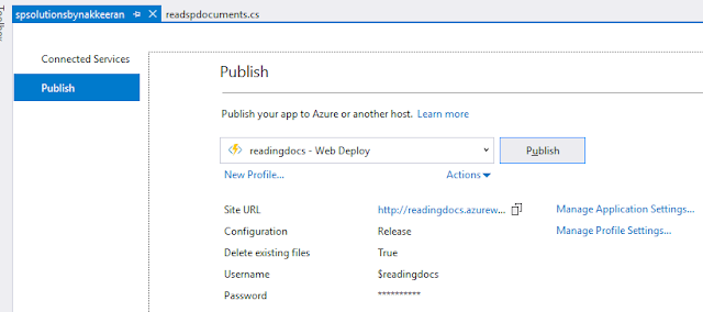 Publishing Solution to Azure Function by importing azure profile