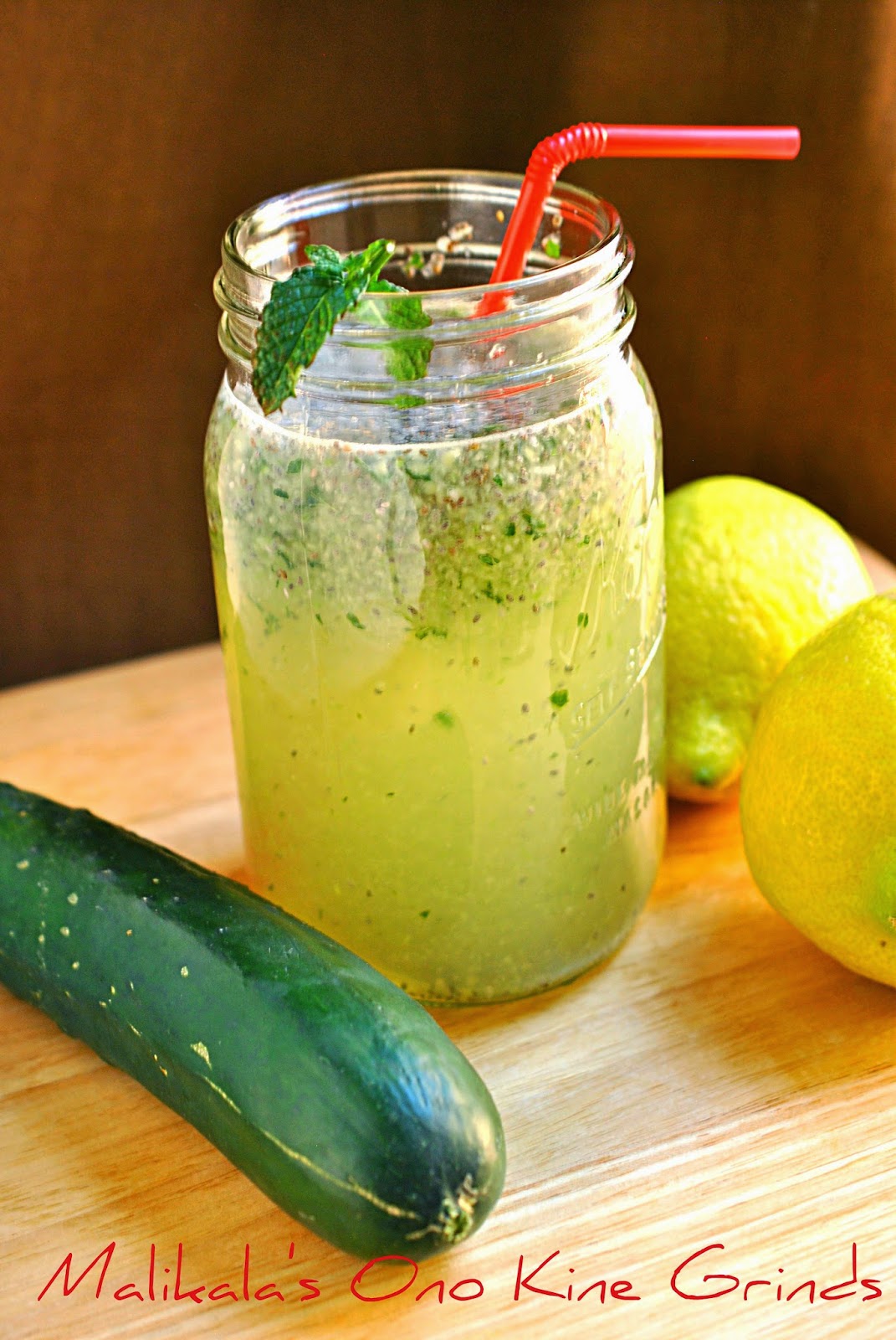 Malikala&amp;#39;s Ono Kine Grinds: Cucumber Mint Lemonade with Chia seeds