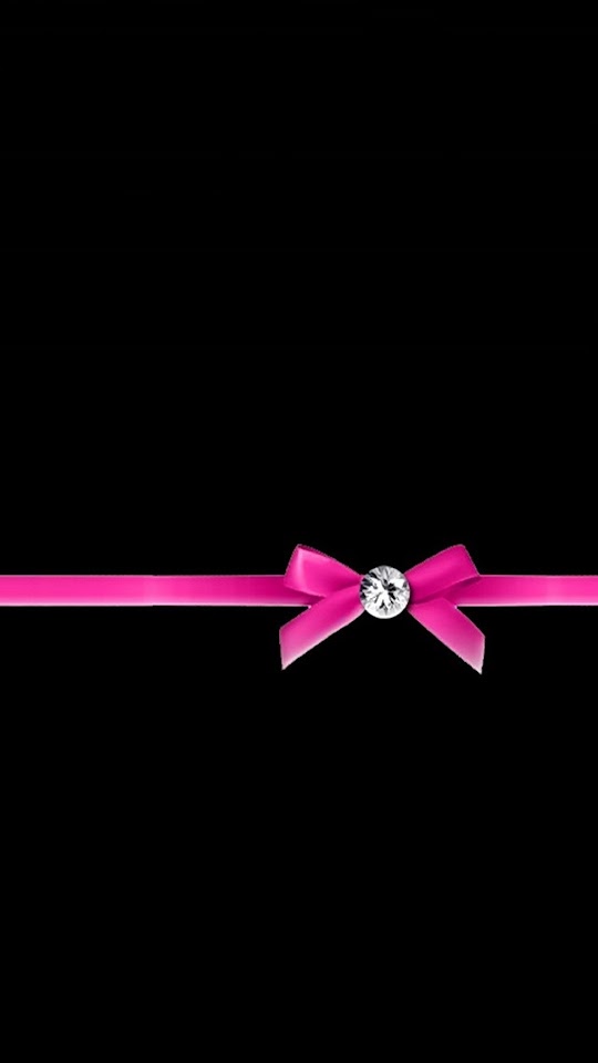   Diamond with Pink Ribbon Bow   Android Best Wallpaper