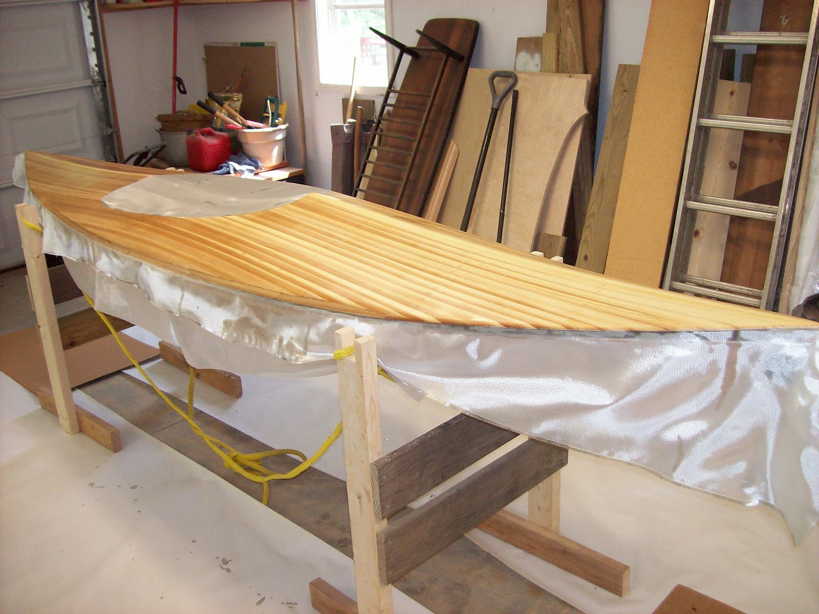 Building a Strip Kayak Fiberglassing the Deck