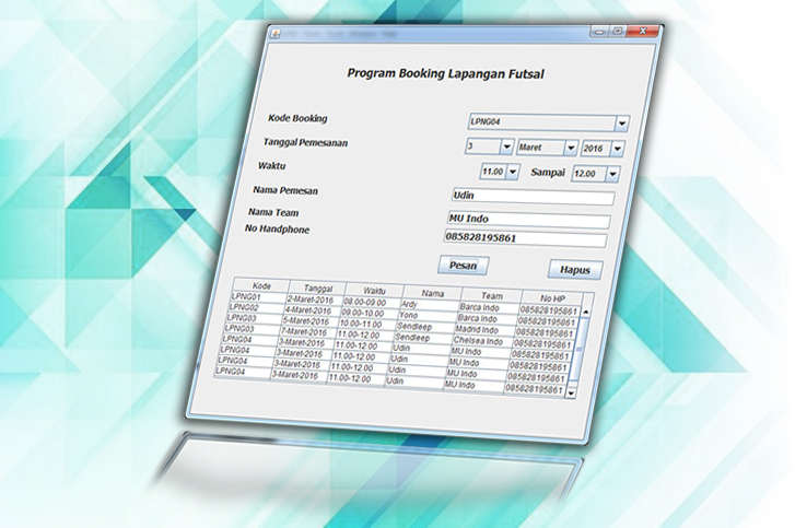 Cara membuat program booking lapangan futsal menggunakan java netbeans gratis