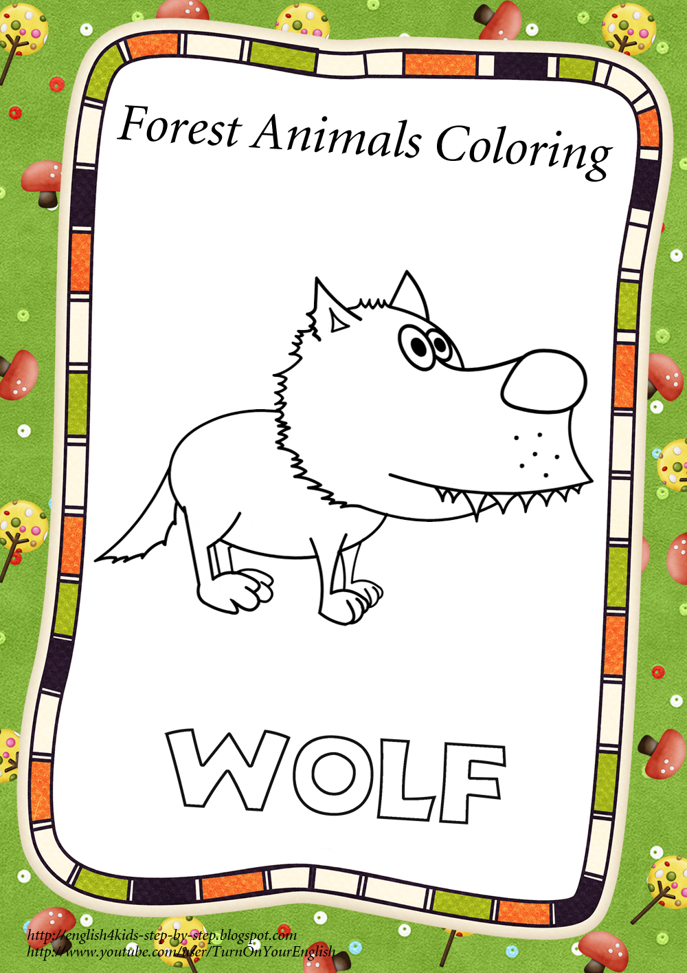 Forest Animals Coloring Pages and Flashcards