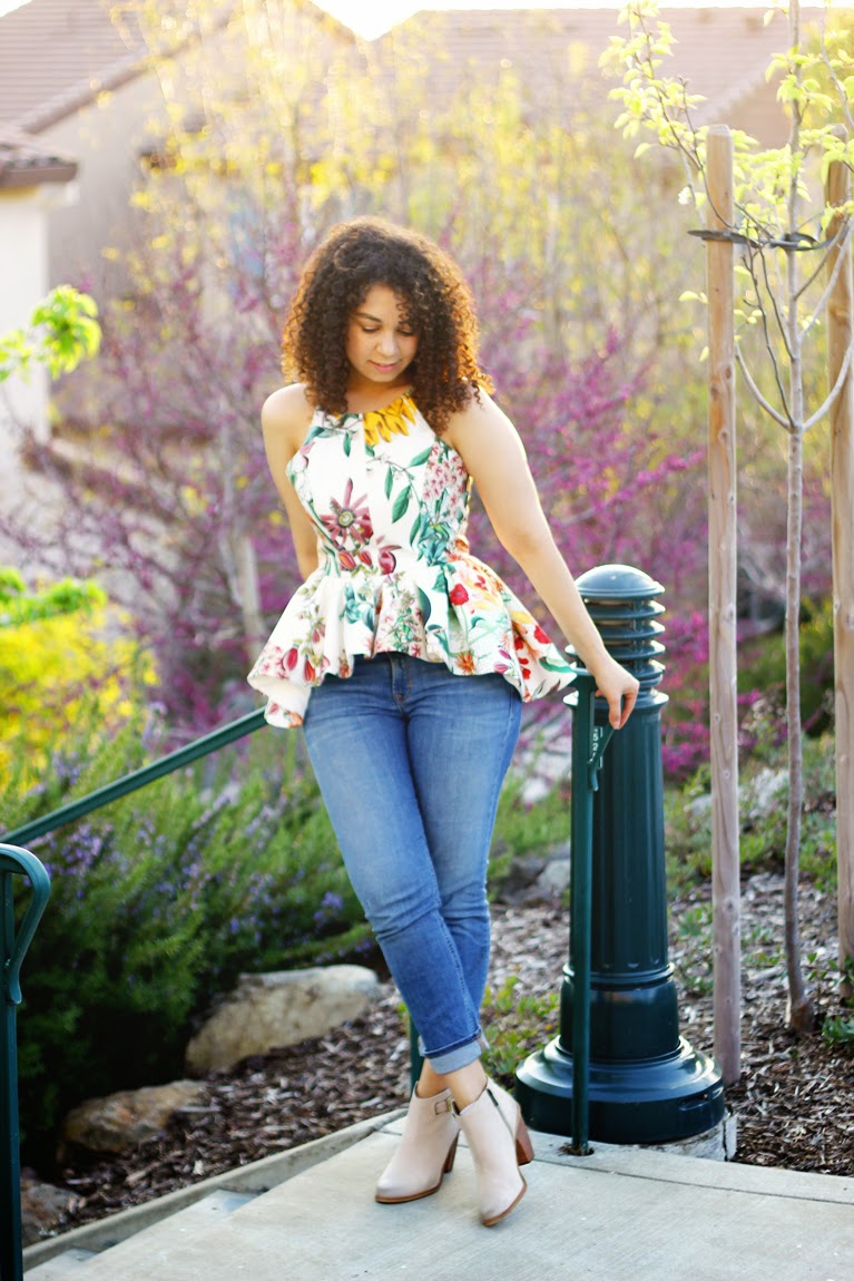anthropologie dahlia peplum top, curly hair bloggers, natural, a mused blog
