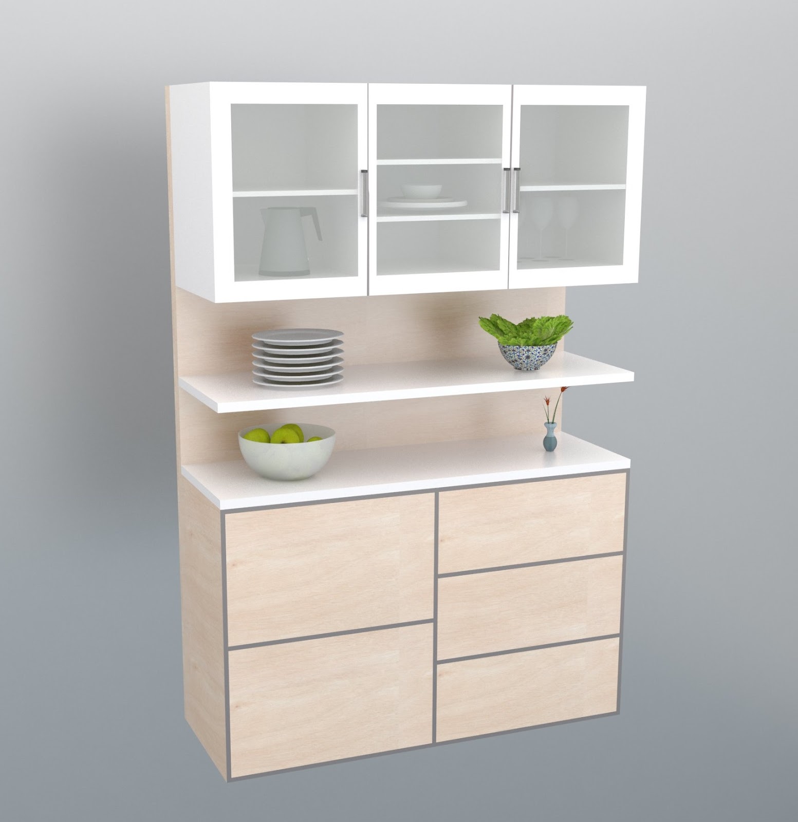 MODERN CROCKERY UNIT WITH DIMENSIONS