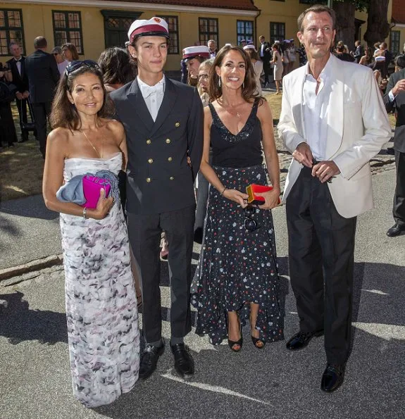 Princess Marie wore a new floral print skirt by Ganni.Prince Joachim, Princess Marie, Prince Felix and Countess Alexandra at graduation party