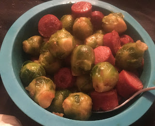 savory Brussels sprouts with smoked sausage, smoky roasted brussels sprouts and kielbasa, one pan brussels sprout and sausage skillet, italian sausage and brussels sprouts dinner