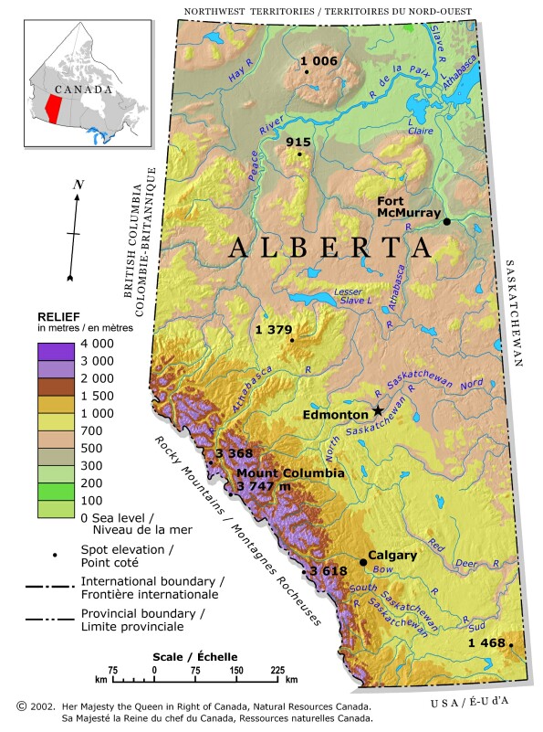 Alberta Relief Map 