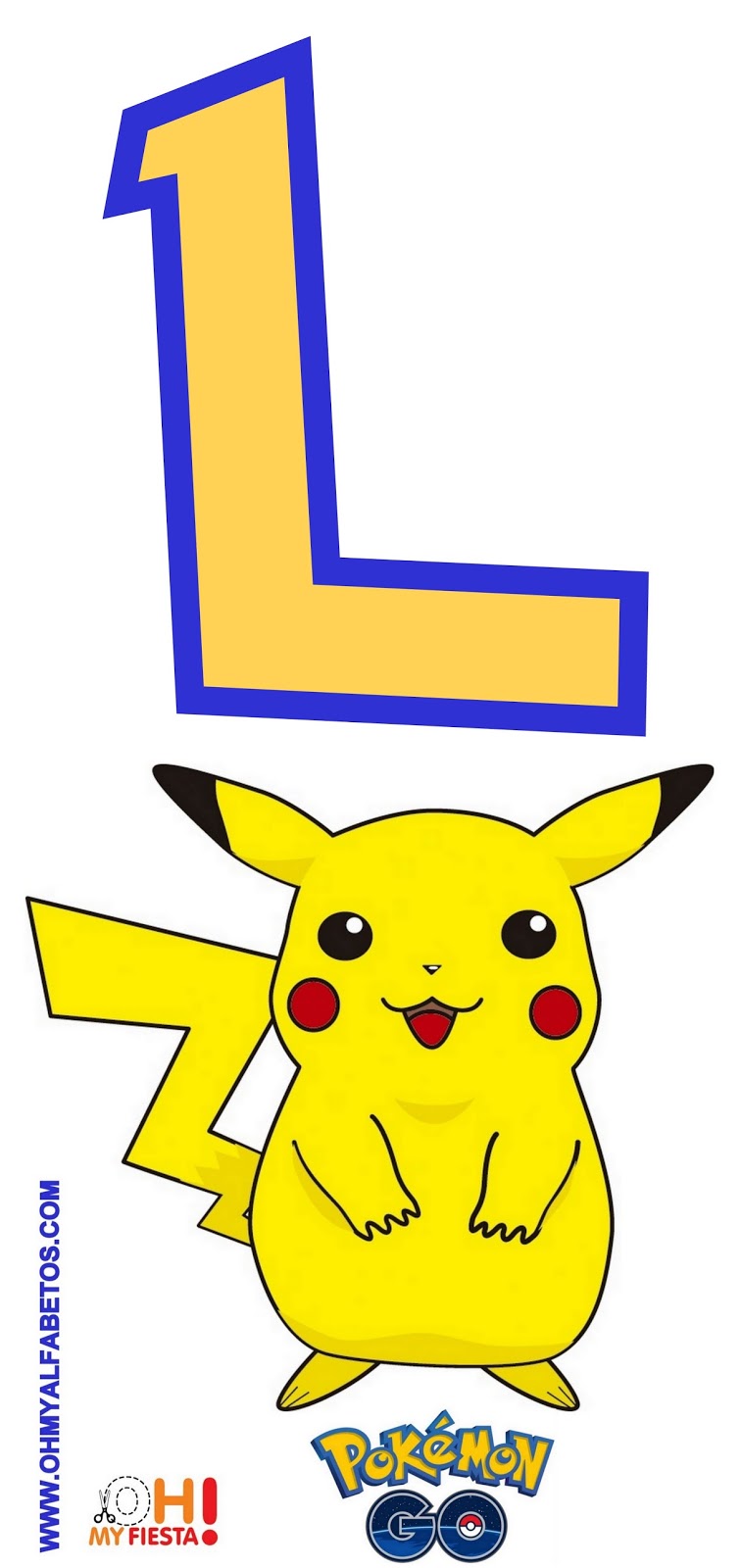 Alfabeto de Pikachu de Pokemon Go Gratis. Oh my Alfabetos!