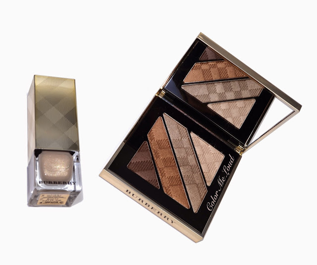 Burberry Winter Glow Collection of Holiday 2014, Complete Eye Palette #25 in Gold, Nail Polish #447 in Gold, Review, Swatch & FOTD 