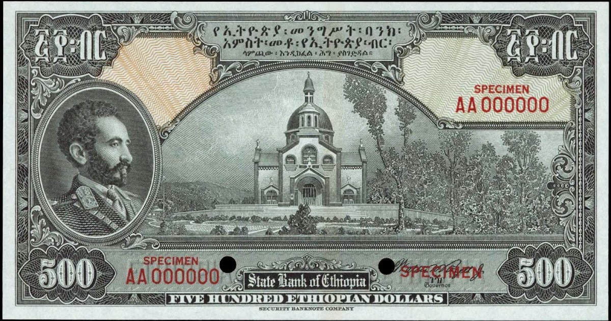 Ethiopia 500 Dollars banknote 1945 Emperor Haile SelassieWorld