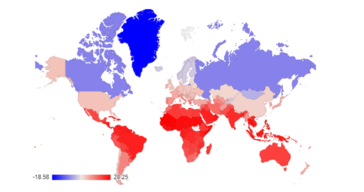 Maps Mania The Average Temperature World Map