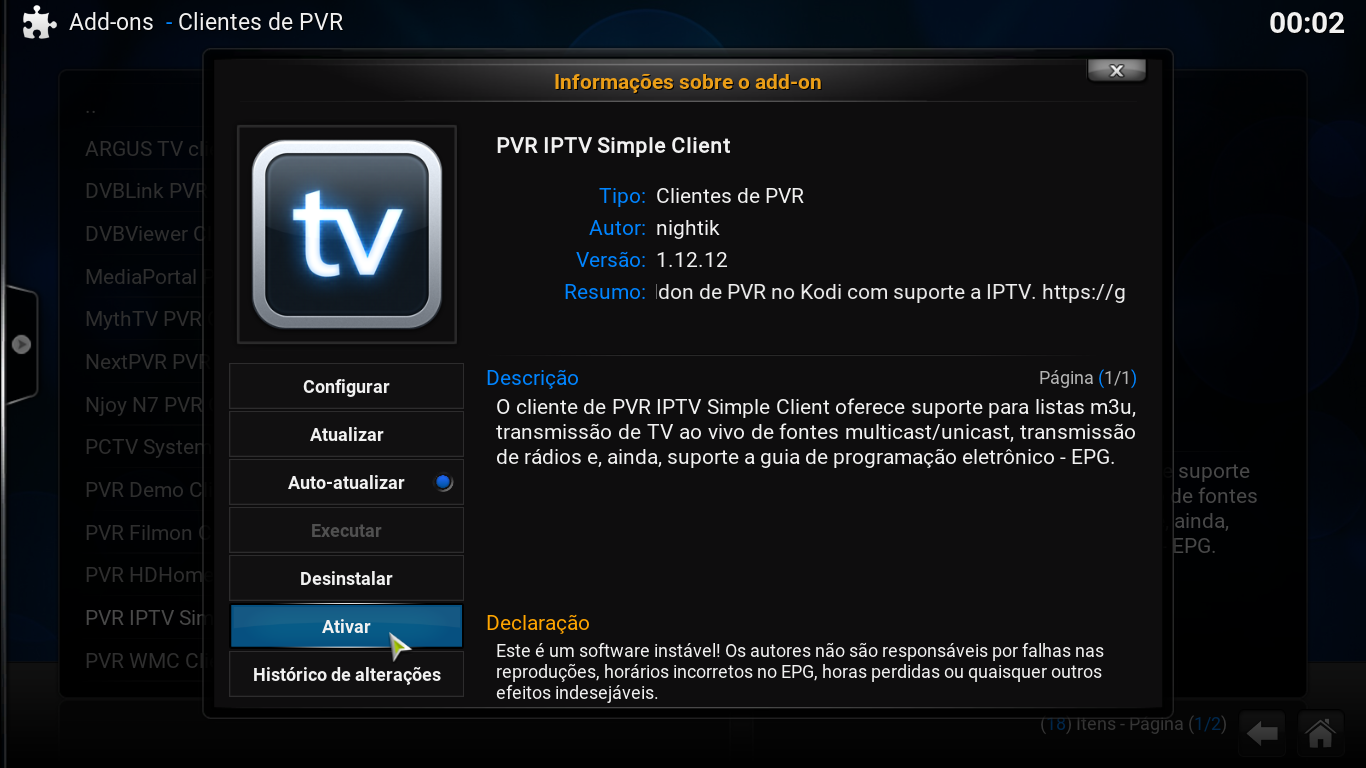 Como configurar o KODI Web Cell Finanças