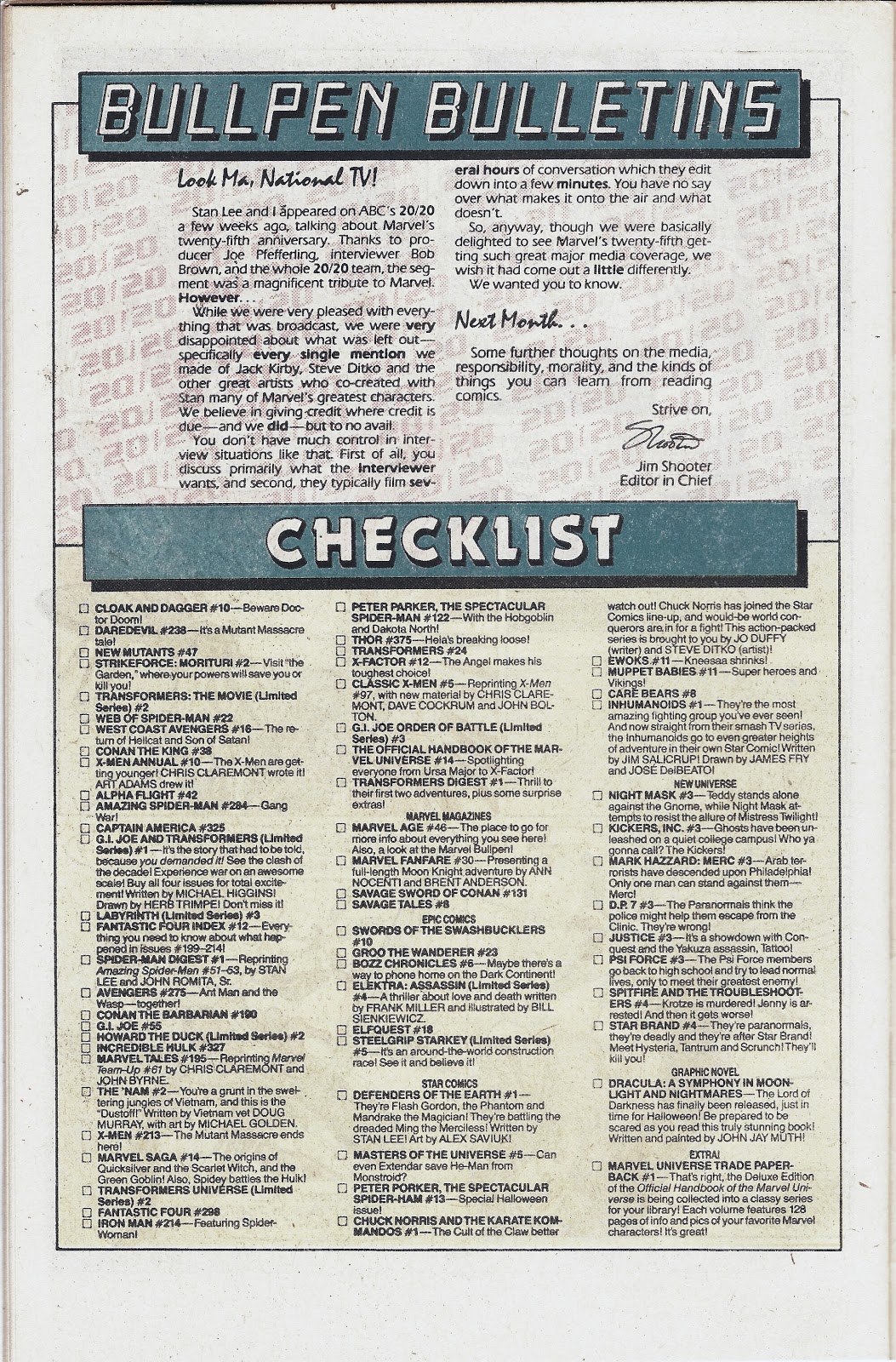 1987 Marvel Bullpen Bulletins No April No May
