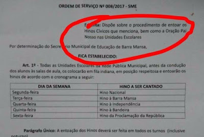 Justiça suspende obrigatoriedade do Pai Nosso nas escolas de Barra Mansa Justiça suspende obrigatoriedade do Pai Nosso nas escolas de Barra Mansa