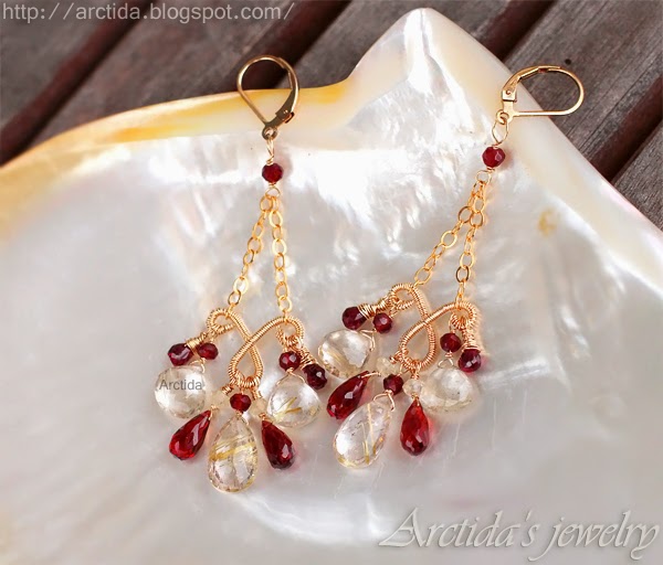 Arctida’s creations: Chandelier earrings with Citrines, Garnets and ...