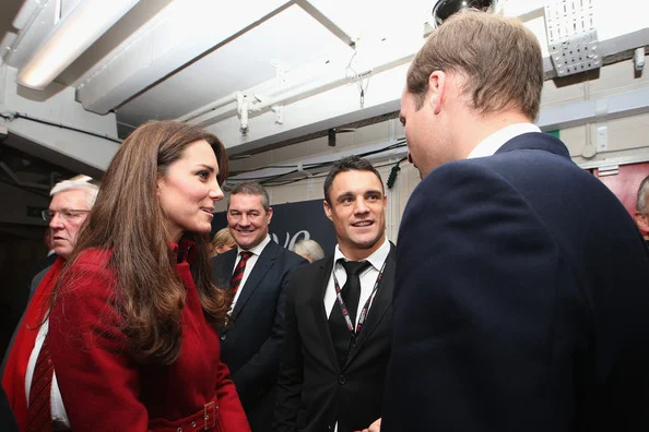 Catherine, Duchess of Cambridge and Prince William, Duke of Cambridge meet Daniel Carter of the All Blacks