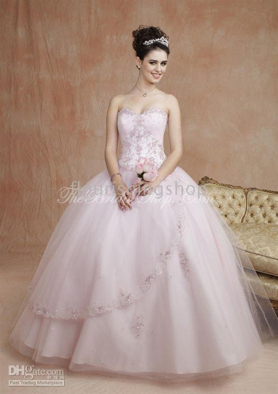 A Wedding Addict Light Pink Wedding Dress in Modest Style