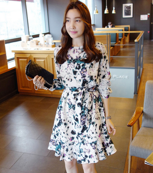 [Miamasvin] Flared Floral Dress | KSTYLICK - Latest Korean Fashion | K ...