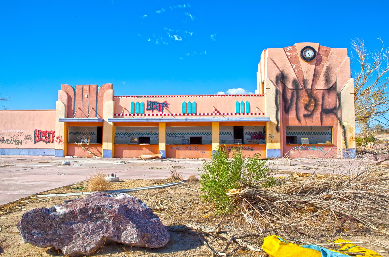 Destinations Lake Dolores Abandoned Water Park in a Mojave