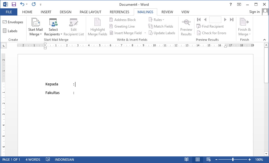 Cara menggunakan Mailings Pada MS Word 2013