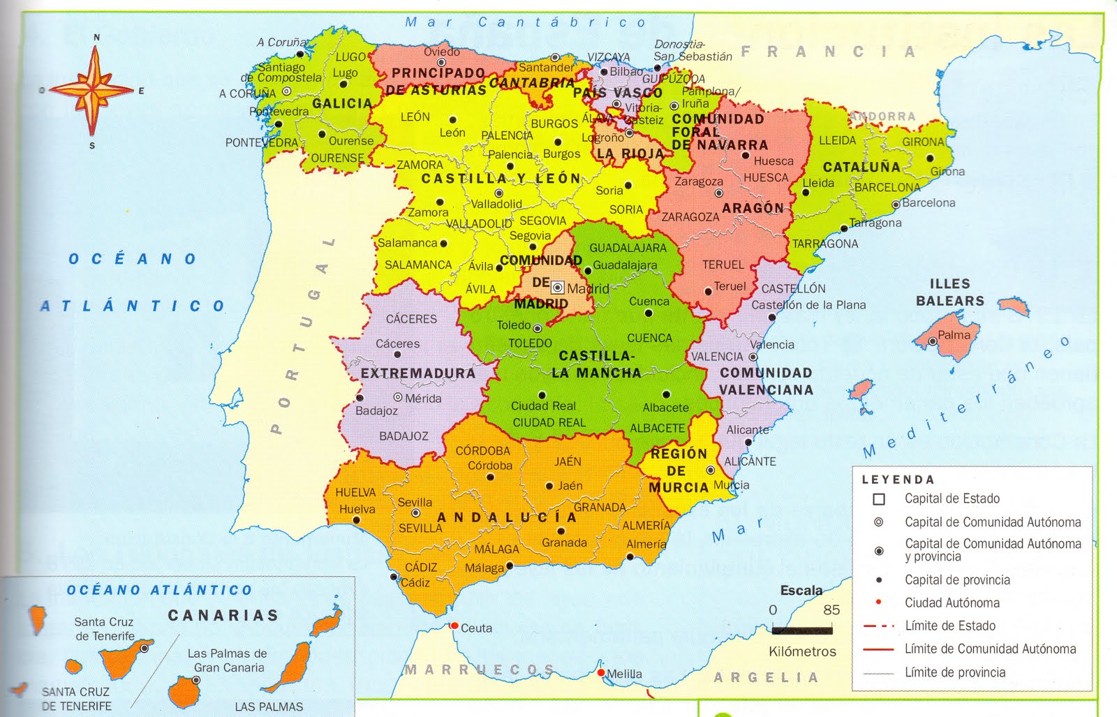 56staamalia Mapa PolÍtico De EspaÑa Comunidades Autónomas Y Provincias