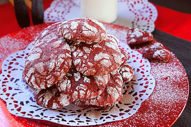 Red Velvet Crinkle Cookies