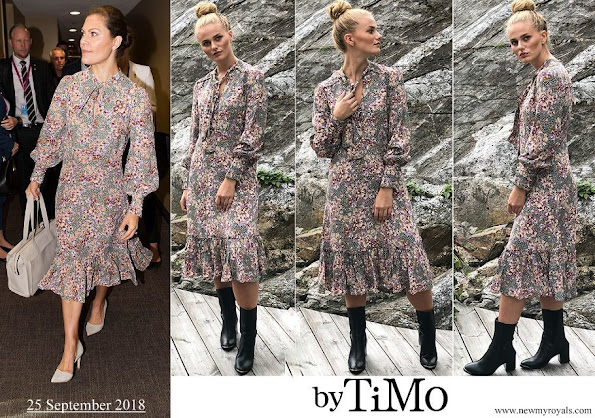 Crown Princess Victoria wore by Timo Printed Bow Dress