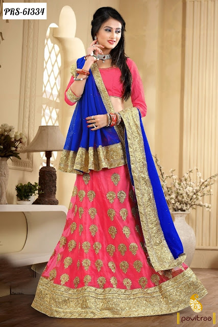 Buy Pink Color Chiffon Designer Wedding Bridal Lehenga Choli Online Shopping with Lowest Rate Prices and Discount Offer at Pavitraa.in