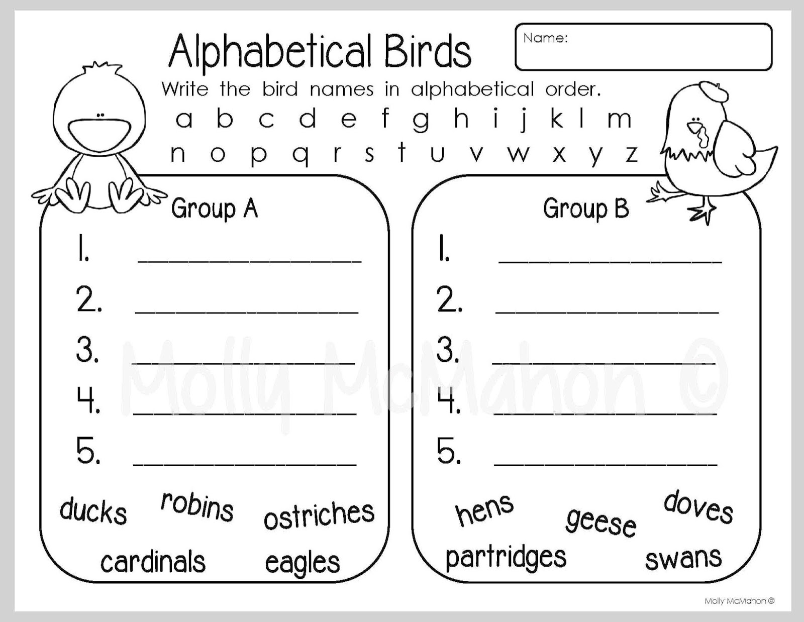 Alphabetical order homework
